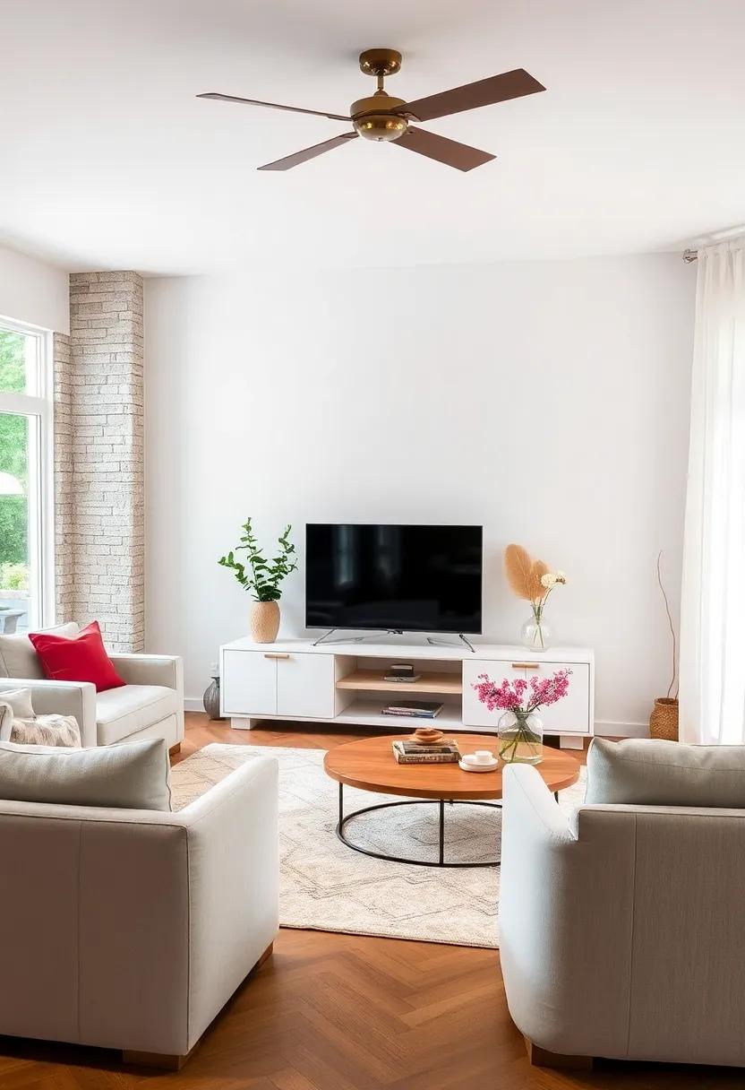 nature-Inspired: Incorporate organic elements into‌ your living room with a white⁢ TV unit that features reclaimed wood accents for warmth