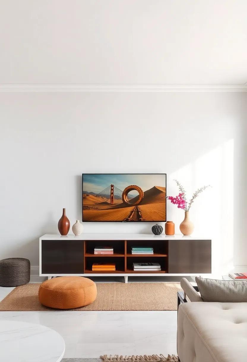 Scandi Chic: Elevate your space with a Scandinavian-style white TV‍ unit,​ characterized by functional design⁣ and natural wood accents