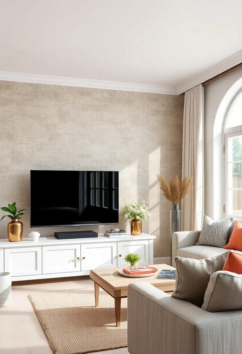 Rustic Retreat: Embrace​ farmhouse charm with a ​distressed white TV unit that evokes a cozy, welcoming atmosphere