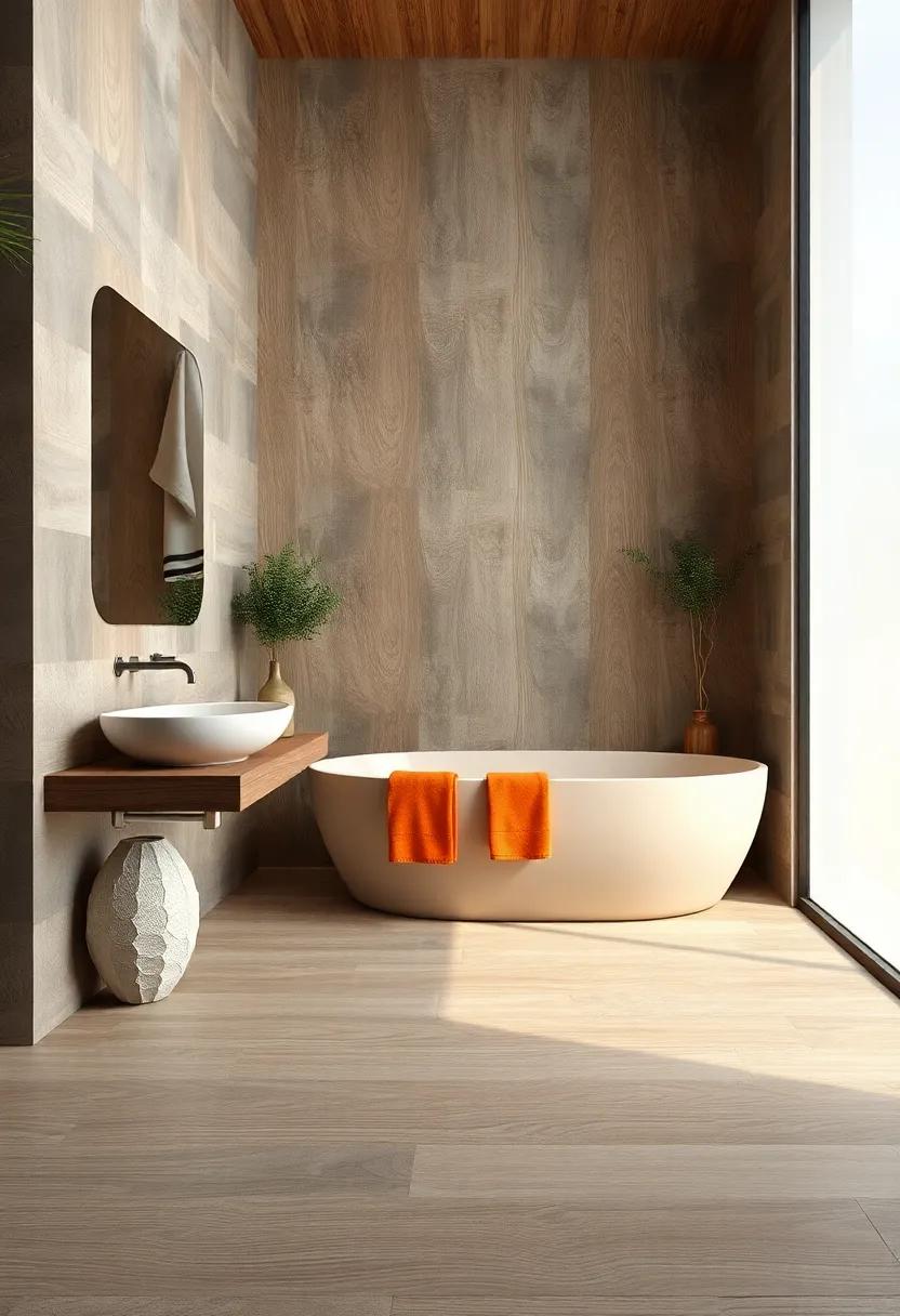 Gentle⁣ Grains: Explore ⁣wooden-looking tiles that offer‌ the warmth of wood without the⁤ maintenance, creating ⁢a cozy and rustic bath ‍atmosphere
