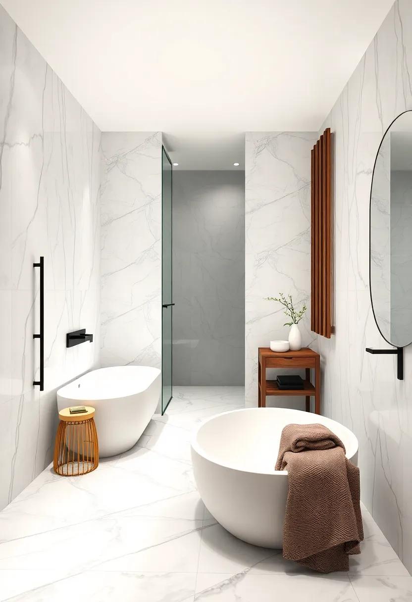 Minimalist Marble: ⁢Embrace ⁣simplicity with ​sleek white or light ⁤grey marble tiles, offering a clean and elegant feel that conveys pure relaxation