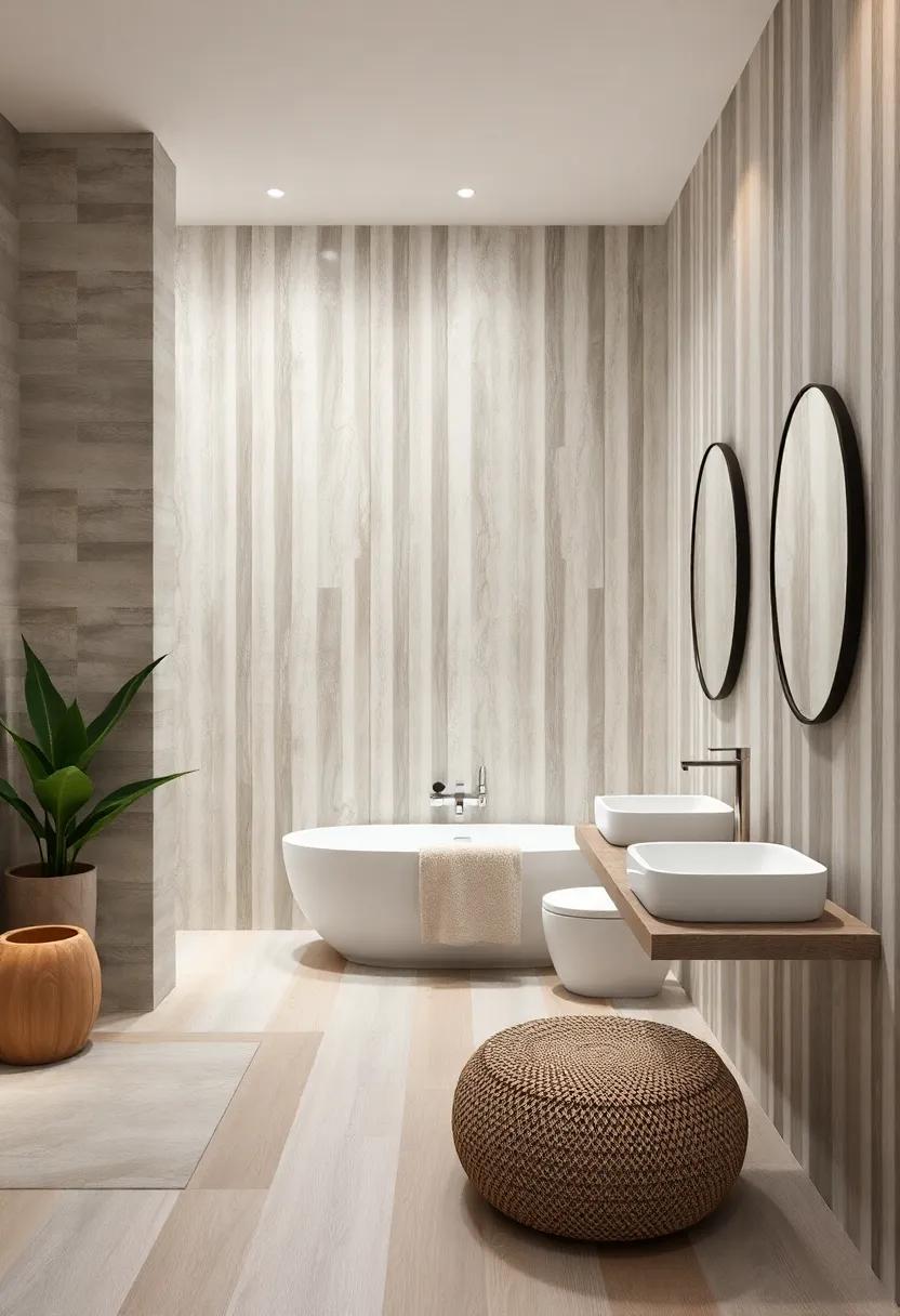 Subdued Stripes: use​ subtly‌ striped tiles in muted tones for a rhythmic visual appeal, ⁤promoting a sense of tranquility through order