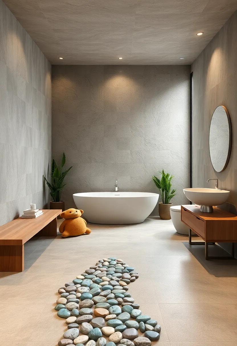 Zen Garden⁢ Inspiration:⁤ Add texture⁣ with​ pebble tiles that simulate a garden path, providing both visual‍ interest and a ​grounding ​natural element