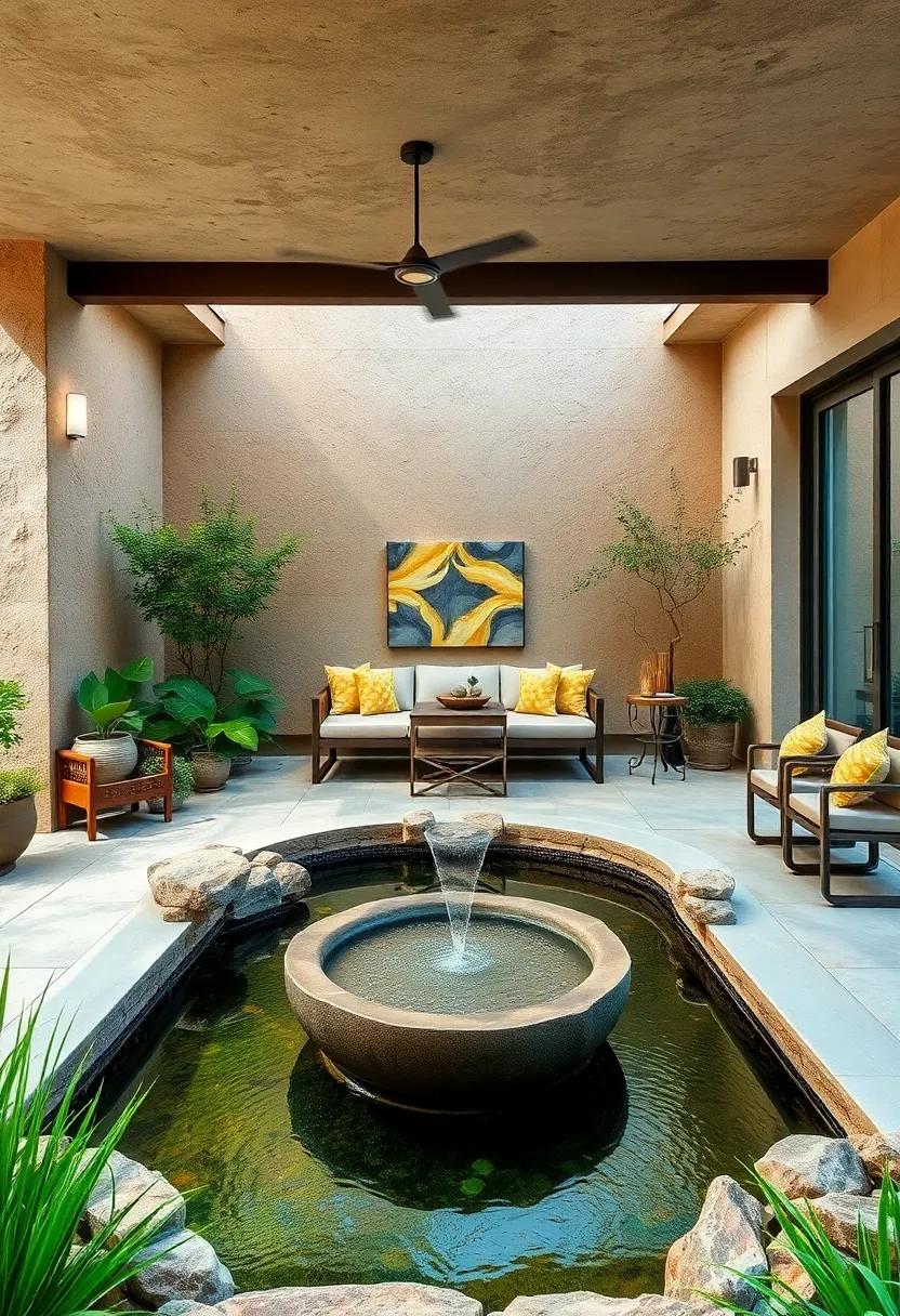 Soothing Water Features:​ A small⁣ fountain‌ or pond adds​ gentle sounds‍ to your outdoor⁤ environment,promoting relaxation and connection ⁣with nature