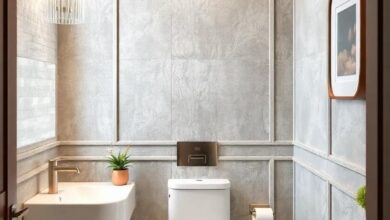 28 Stunning Ideas for Powder Room Accent Walls with Elegant Paneling