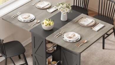 How Our Folding Farmhouse Table Transformed Our Small Space Dining