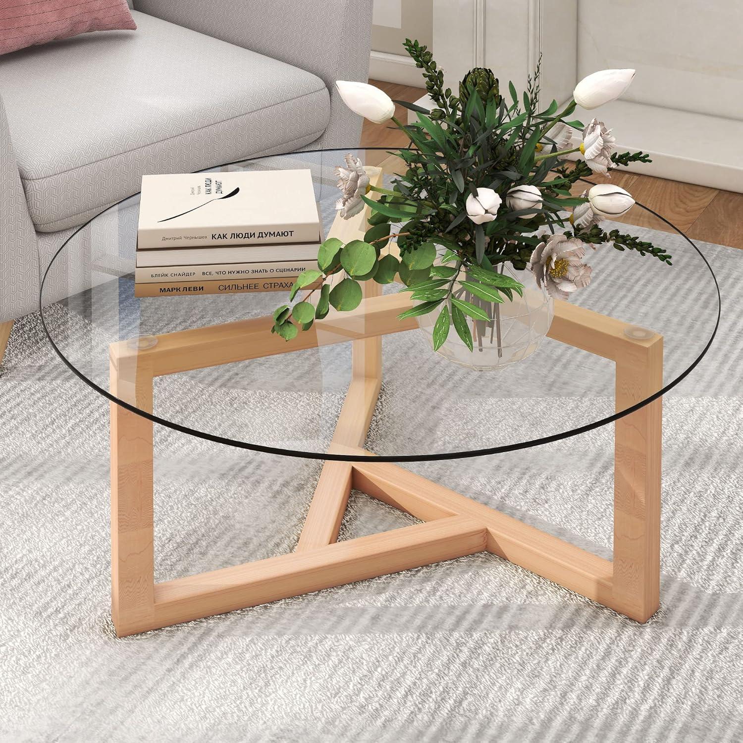 Our Take on the Modern Round Glass Coffee Table with Wood Base