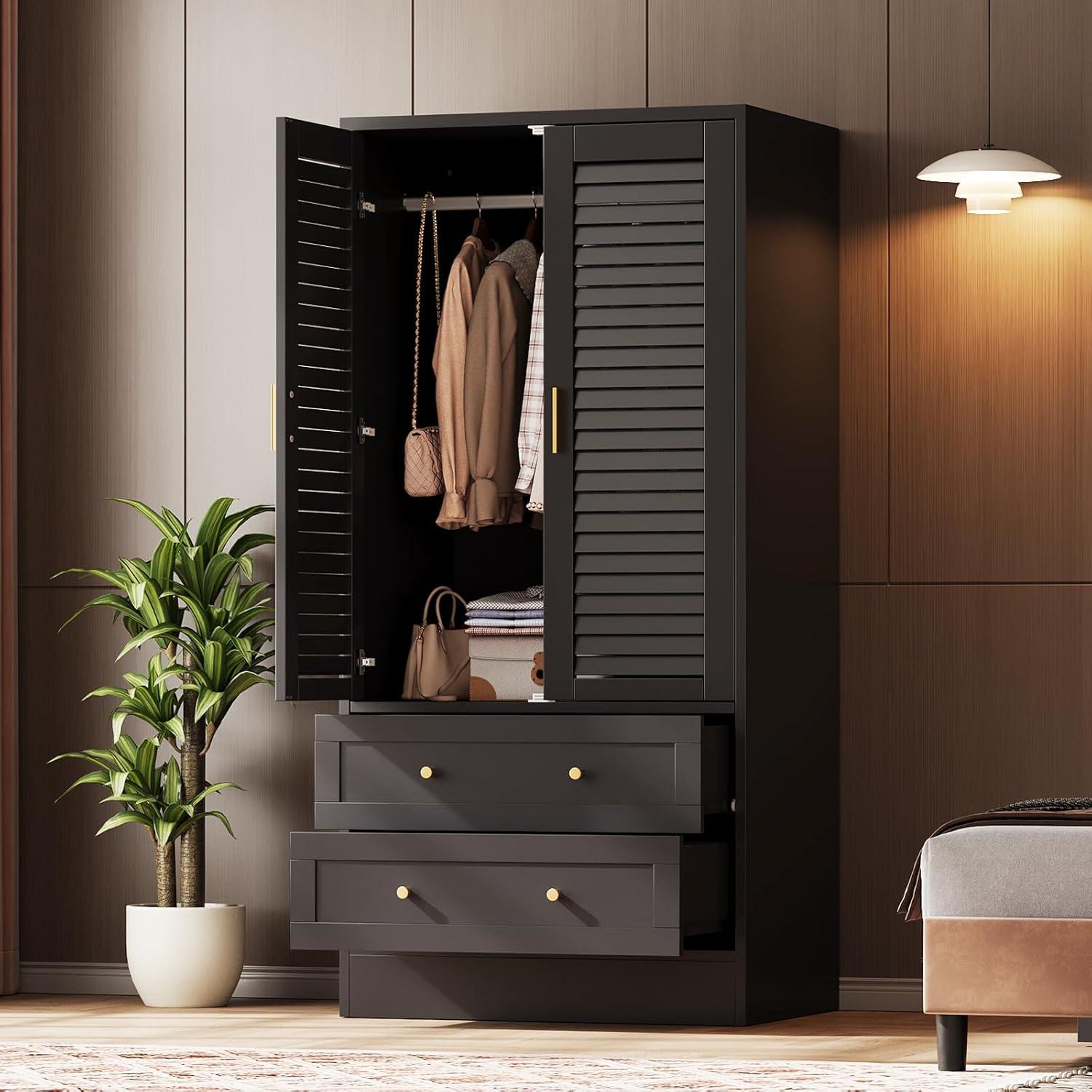 Our Take on the 65″ Black Wooden Armoire: Stylish Storage Solution