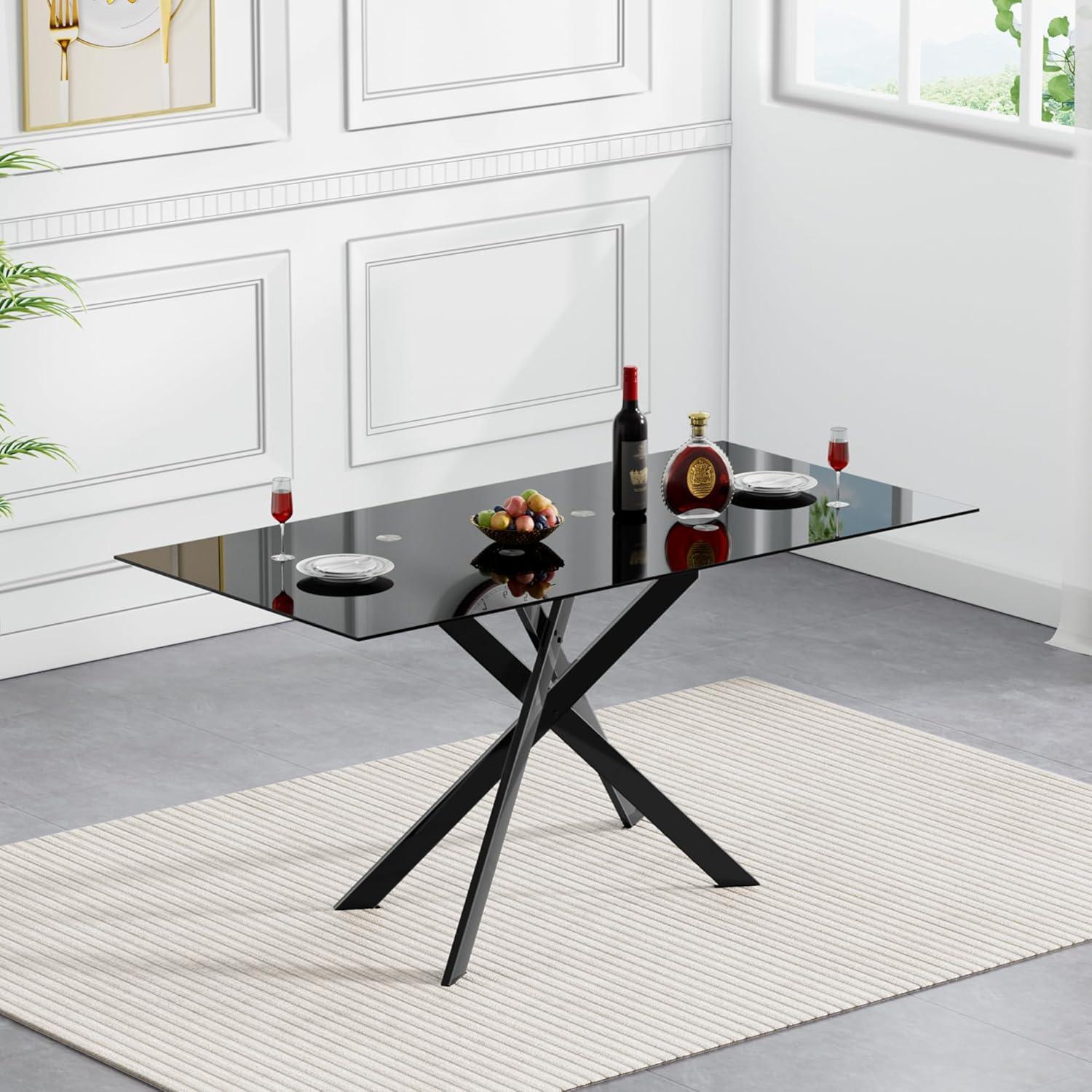 Our Take on the Sleek 51.18″ Glass Dining Table for 4-6