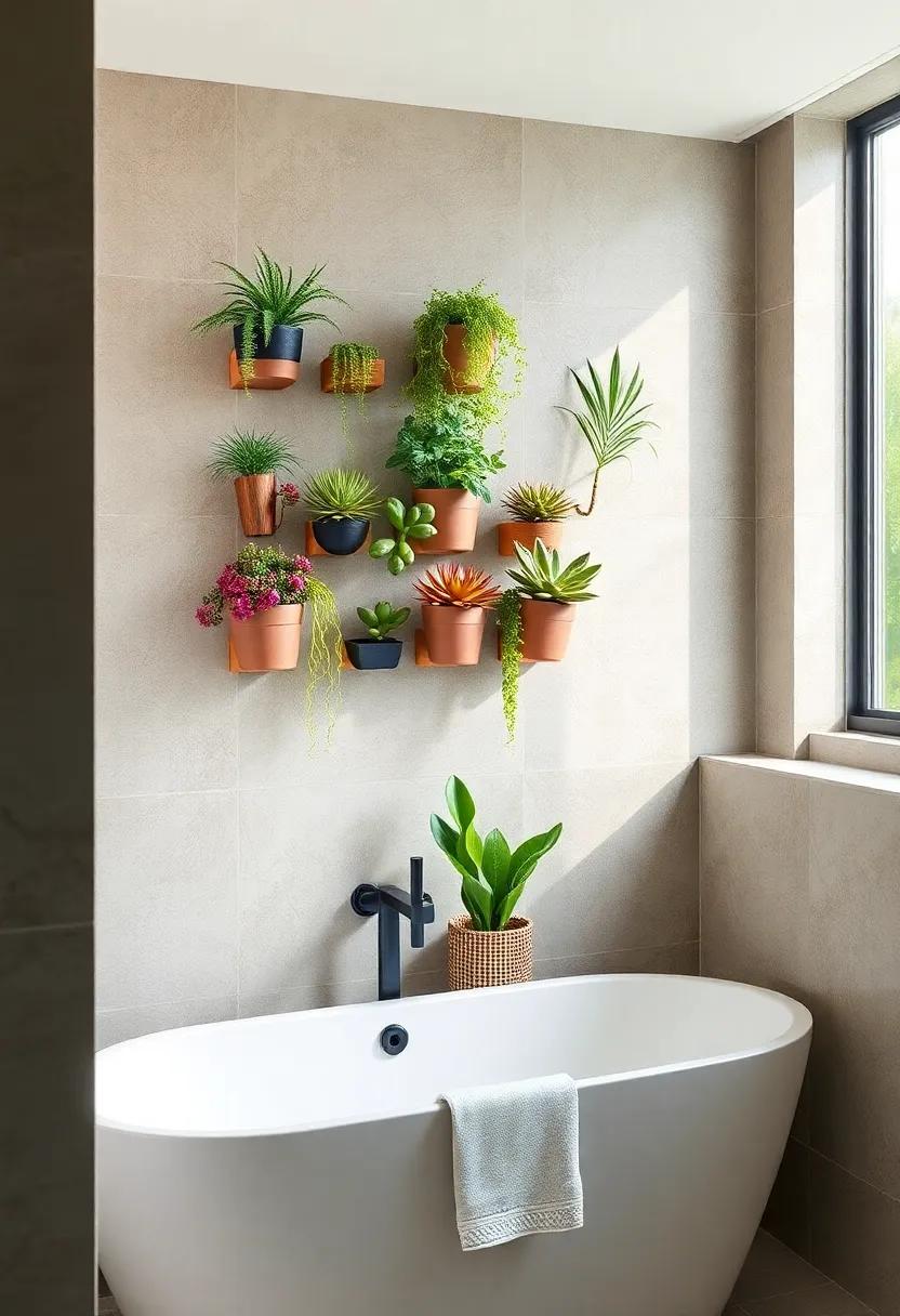 Direct Sunlight Plants: implement wall ⁢planters ‍filled⁣ with succulents or air plants ‍that thrive in a bathroom ‍setting, adding life⁢ and freshness while utilizing vertical space