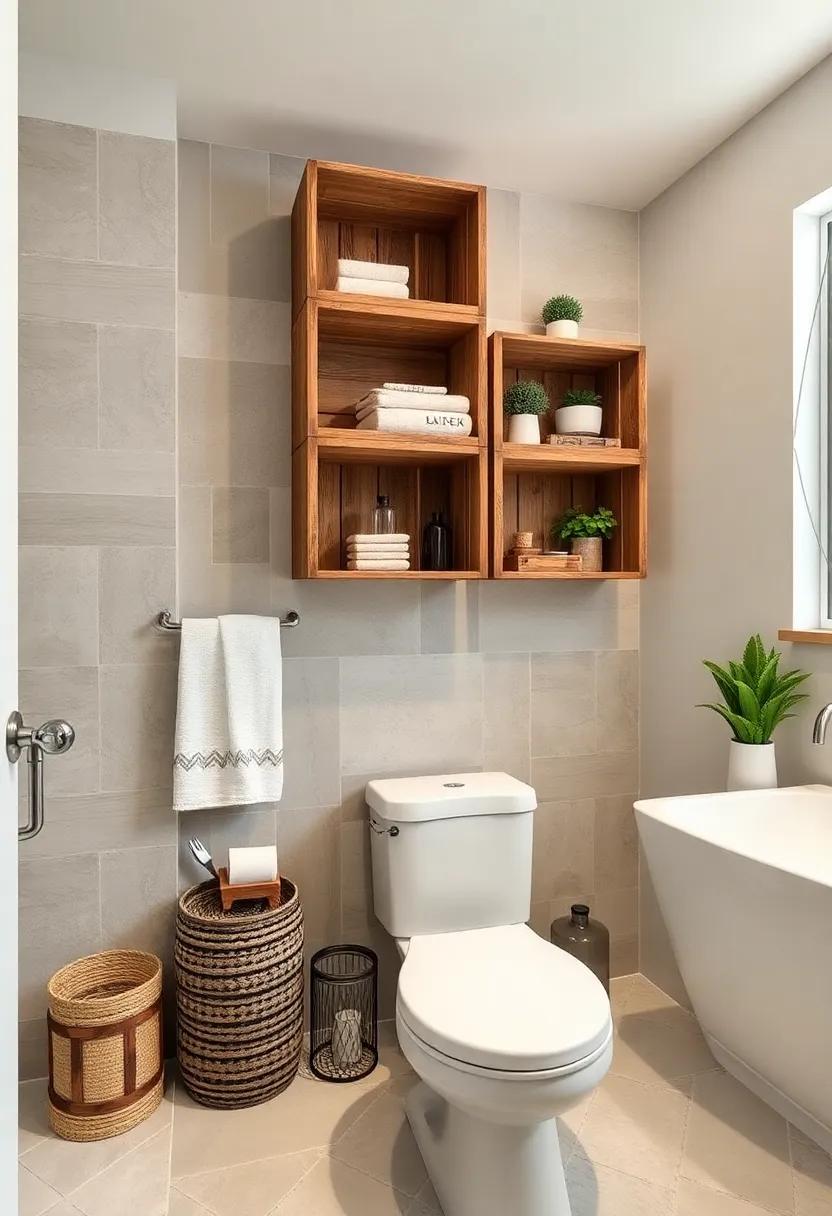Repurposed Crates: Utilize rustic ‍wooden⁣ crates⁢ mounted on‍ the wall for an eclectic, ‌charming storage ‌solution that‌ can hold everything from toiletries to decor