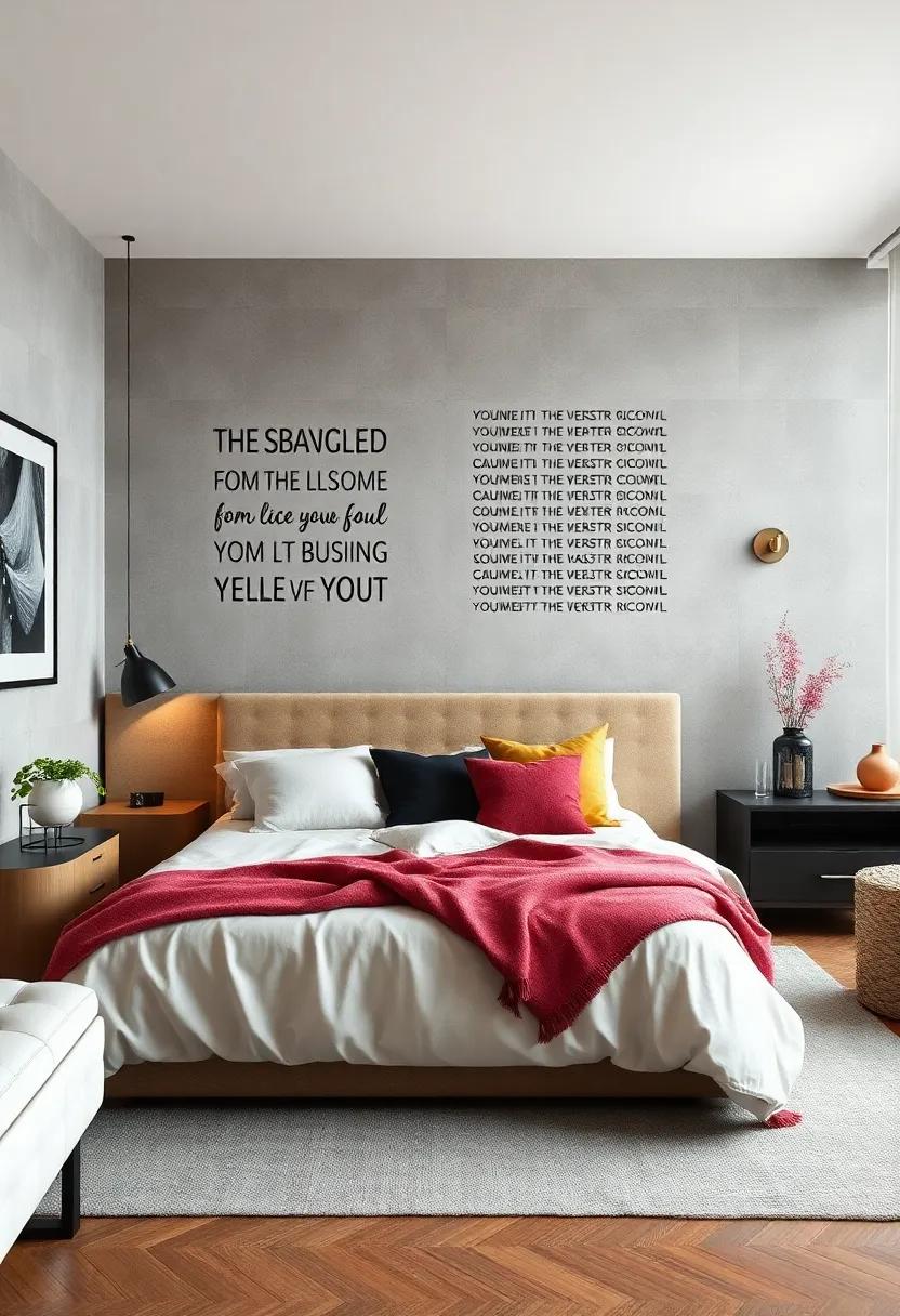 Music Lyrics: Dedicate a⁣ wall to‍ your⁣ favorite ⁤song lyrics in ⁣an expressive typography style that reflects your taste⁣ in⁤ music