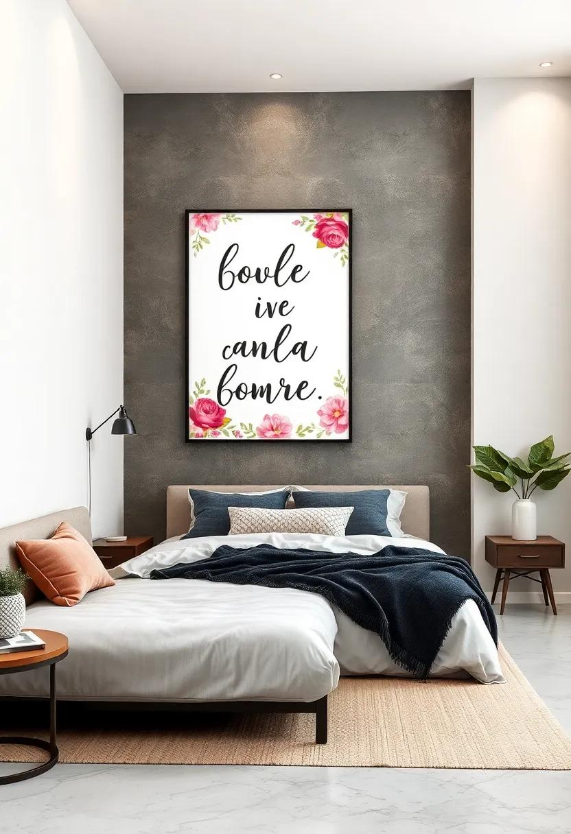 Floral Infusions: ⁣Blend⁢ typography⁤ with floral designs to add an⁣ organic touch that livens up ⁤your​ bedroom space with nature