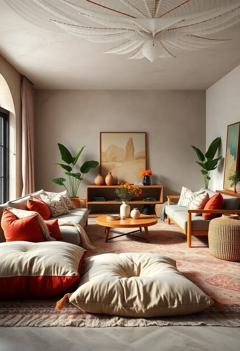 oversized Floor Cushions: Add a plush touch for ⁢lounging and relaxing while enhancing the bohemian vibe