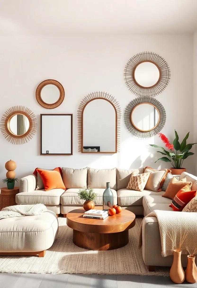 Artistic⁢ Mirrors: hang mirrors creatively to reflect light and enhance the open feel of your bohemian space