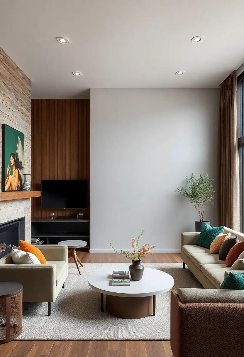 Woodland Escape: Shades of deep brown, burnt umber, and soft fern green immerse you in a woods-inspired atmosphere for living spaces