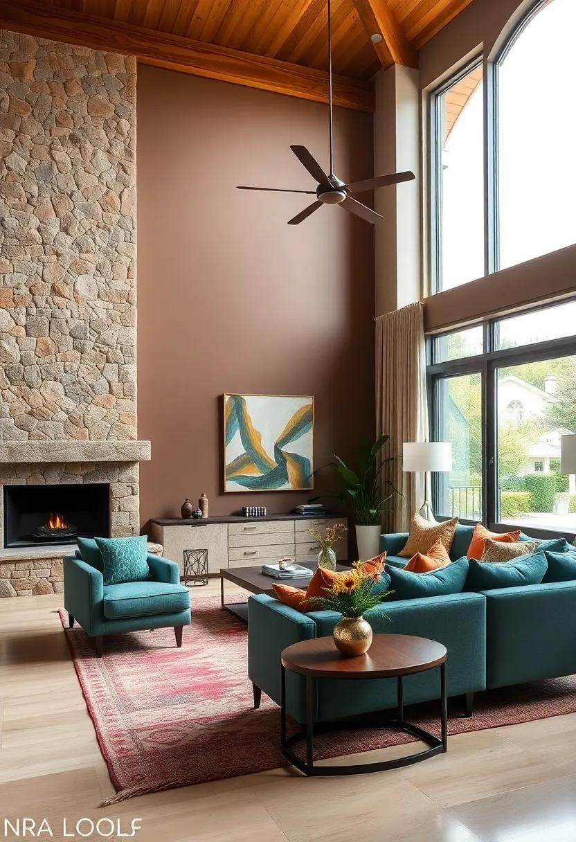 Mocha Swirl: Warm mocha, soft taupe, and a hint of cream create a cozy atmosphere in family rooms and gathering spaces