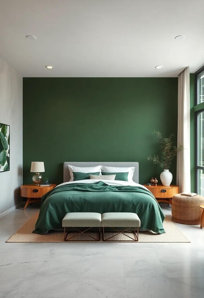 Forest Whisper: Deep forest green,muted moss,and creamy ivory echo the tranquility of nature,ideal for calming bedroom retreats