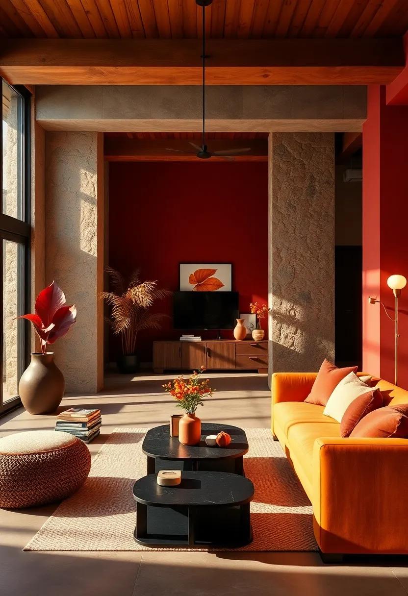 Maple Leaf: A palette of amber, deep crimson, and earthy brown brings the essence of changing fall leaves to interiors