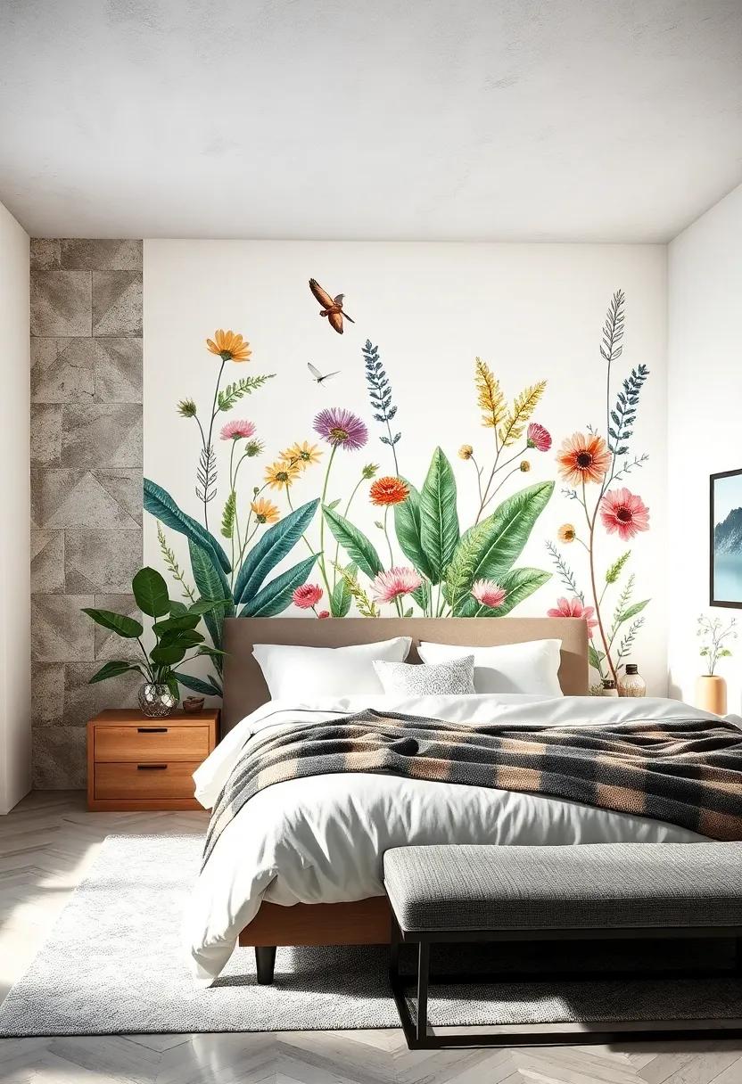 Choose wallpaper with a bold botanical print to create an accent wall, transforming the ‌entire‍ mood of the room