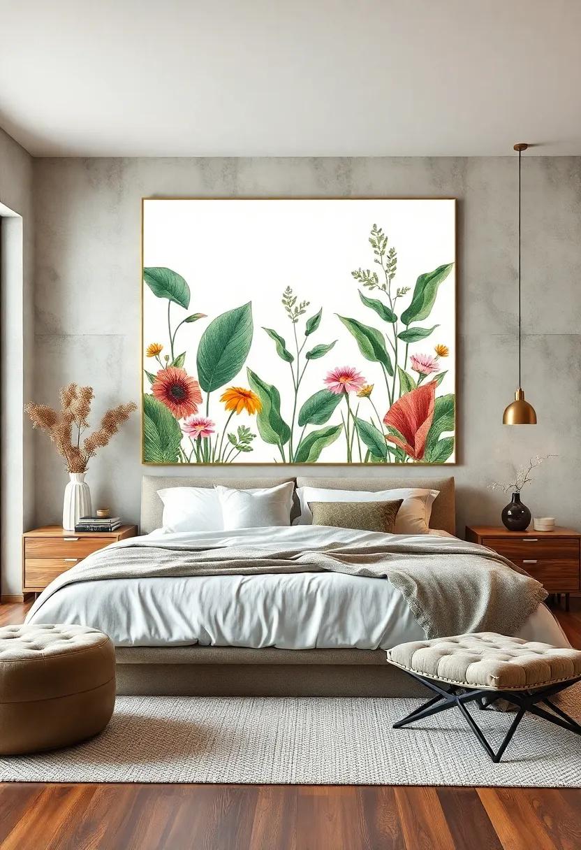 Embrace⁢ the‍ tranquility of nature with oversized botanical prints⁢ that create⁢ a stunning focal ‍point ​in your bedroom