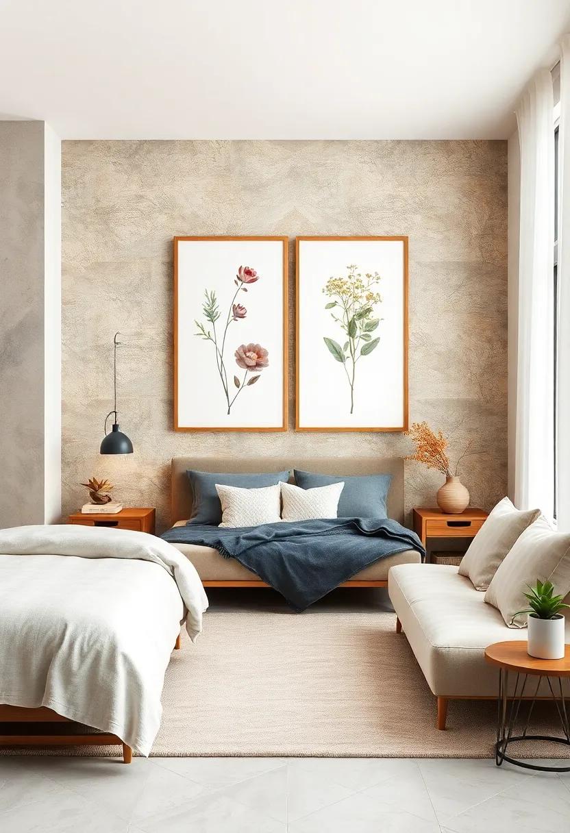 Incorporate a natural⁣ wood frame⁢ with botanical prints that features⁢ organic finishes, enhancing the earthy aesthetic