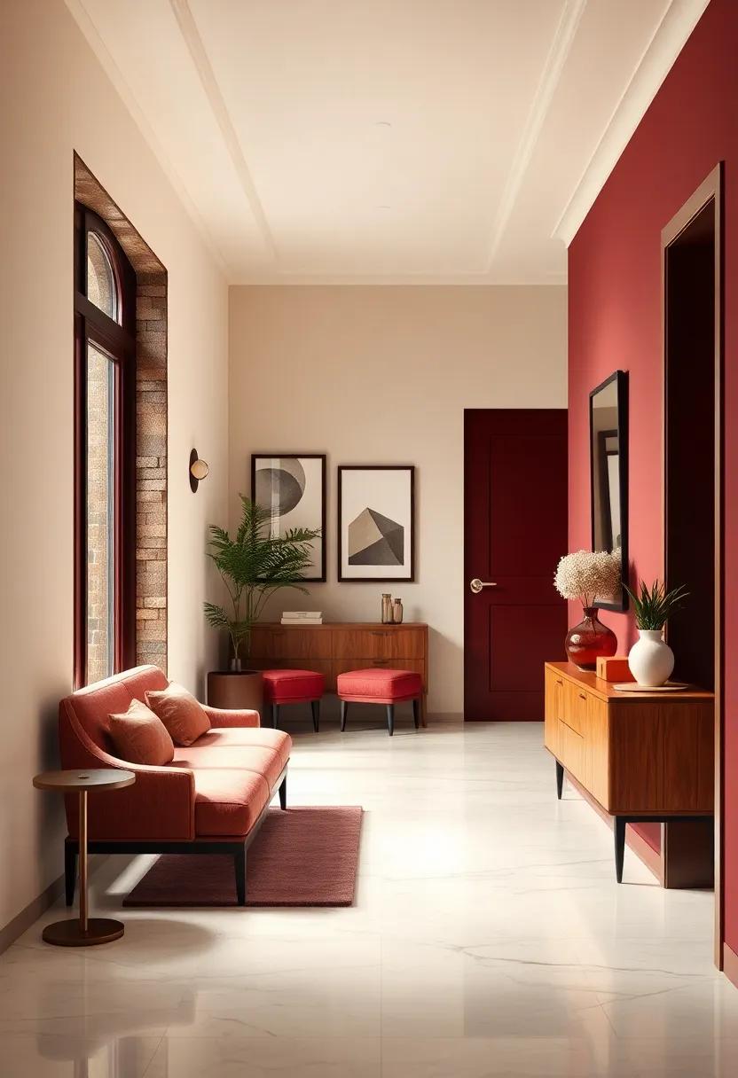 Harmonious Hallway: Paint ⁢your hallway cream with burgundy accents—like frames or decor—for​ a sophisticated transition space