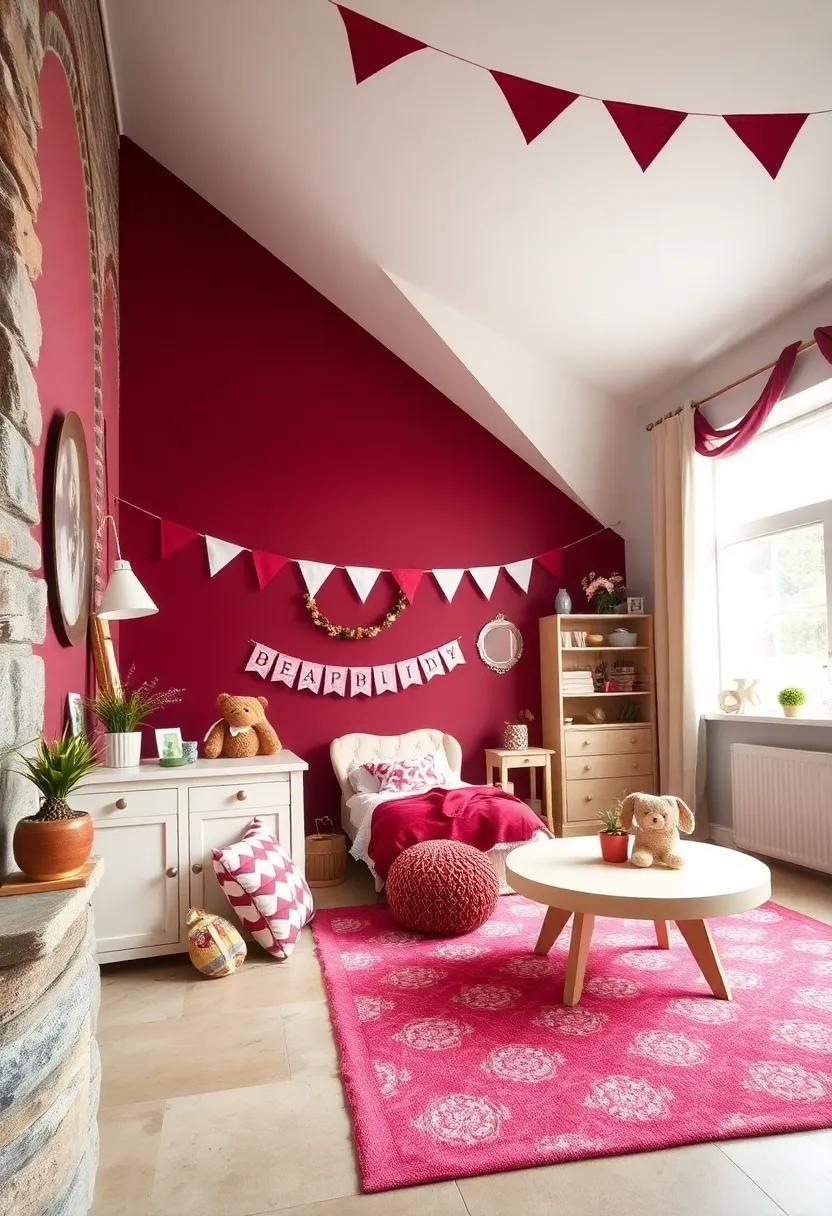 Whimsical Play: Decorate​ a child's room with‌ burgundy bunting and cream furniture to create a playful yet chic ‍environment