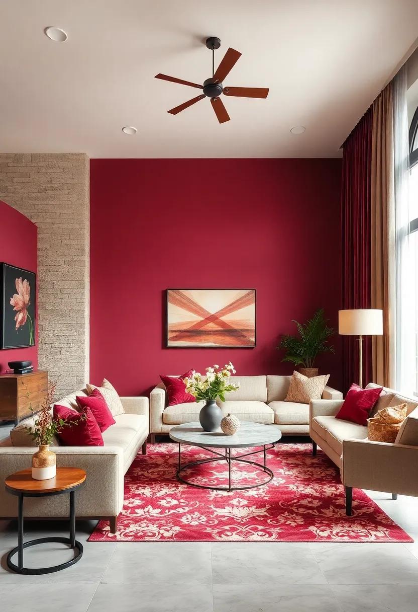 Bold Patterns: Embrace floral or geometric patterns that feature both cream and burgundy to create visual interest throughout​ your décor
