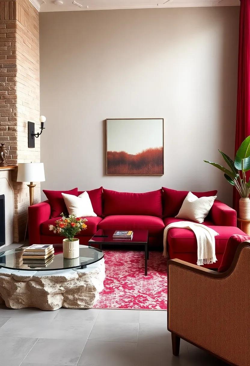 Cozy Retreat: Use ⁢plush burgundy upholstery on your⁤ sofa and ​cream throw pillows to create a warm and ⁢inviting living space