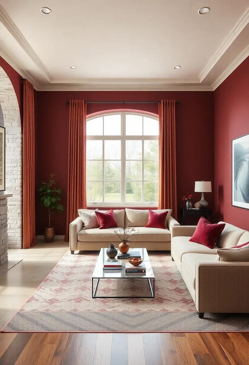 Subtle Sophistication: Opt for cream walls with burgundy baseboards for a subtle yet‌ sophisticated design element
