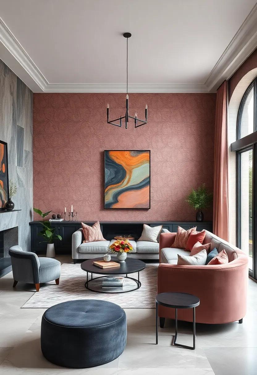 Choose dusty rose wallpaper with subtle patterns to ⁢soften a room,complemented by charcoal​ trim for a design that feels both contemporary and classic