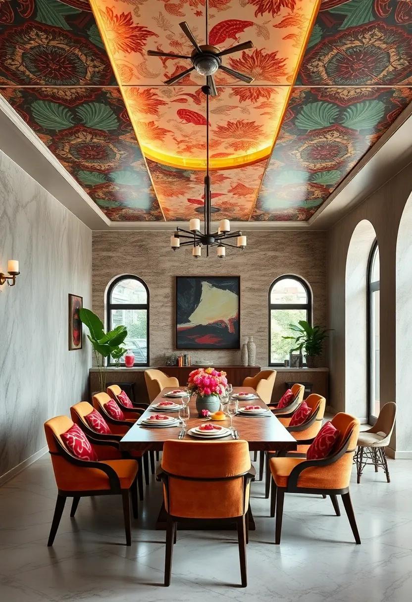 A ceiling adorned with daring colors ⁣and‍ patterns can redefine your dining experience, turning every meal into a feast for the eyes