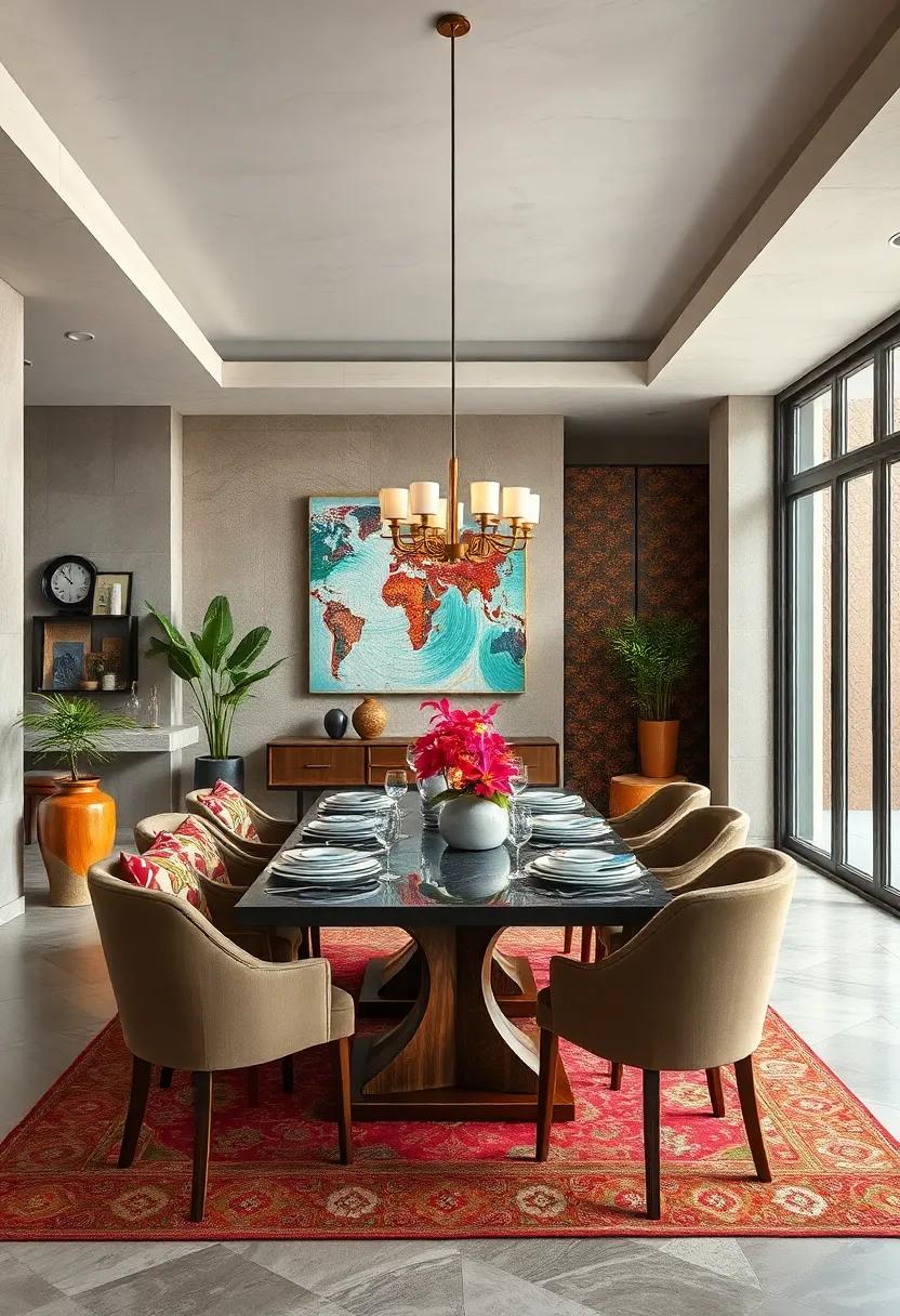 Celebrate cultural influences through textiles or artwork that feature vibrant patterns, honoring traditions while enhancing the contemporary dining experience