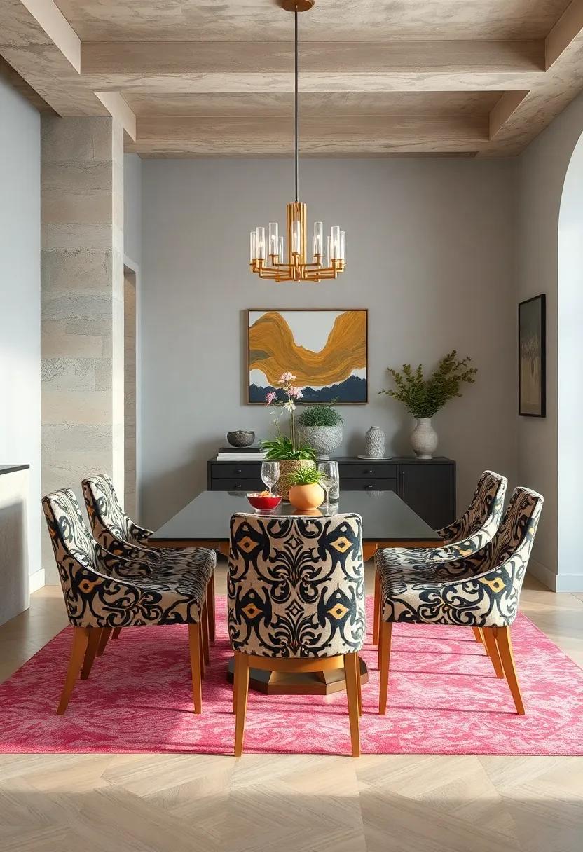 A daring ⁣animal print upholstery on dining chairs can‌ instantly elevate the look of a simple table, infusing a sense of richness and ​adventure ⁤into the room