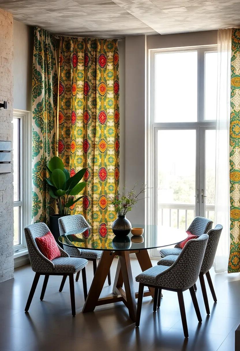 Incorporate ‍colorful, patterned curtains that frame the windows beautifully, allowing natural light to play off the designs and ​create ⁤a serene dining atmosphere