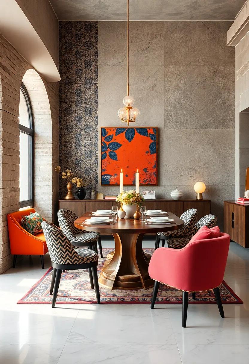 Layered ‌patterns play⁢ off each ⁢other beautifully when paired with​ solid colors. Experiment with various textures for a balanced yet dynamic dining environment