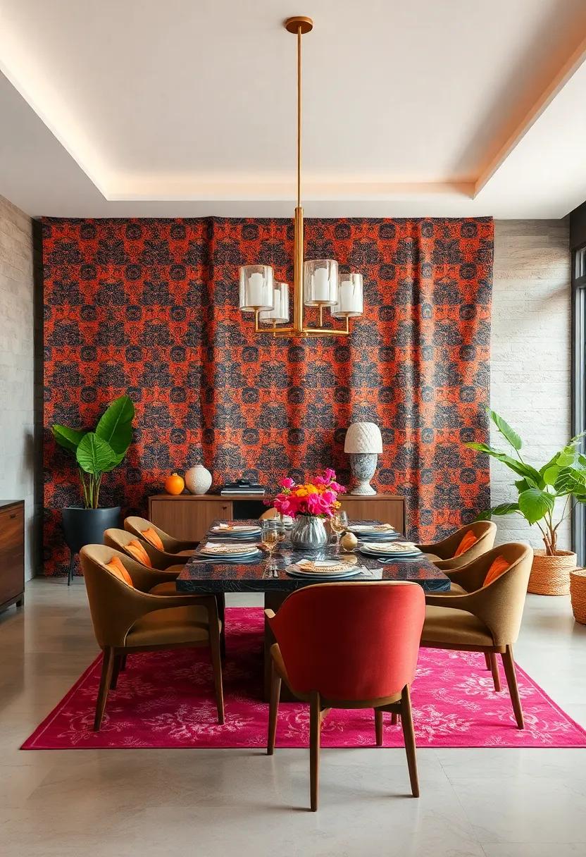 A ⁢rich, tapestry-like fabric draped across the walls can transform your dining room ‍into an intimate setting,⁢ offering warmth and texture