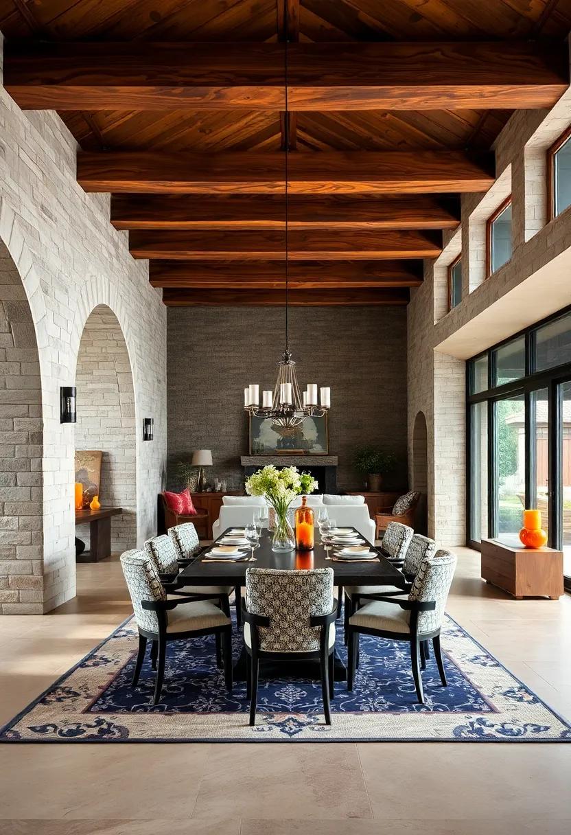 Rustic wood beams ⁣painted in a complementary⁤ pattern ⁣can add character ​to the ceiling, making your dining space feel both inviting and extravagant