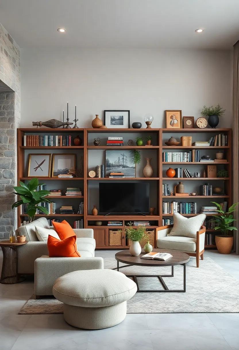 Eclectic Bookshelves: Style your bookshelves with a mix of books and quirky decorative items, integrating old-world charm with modern flair