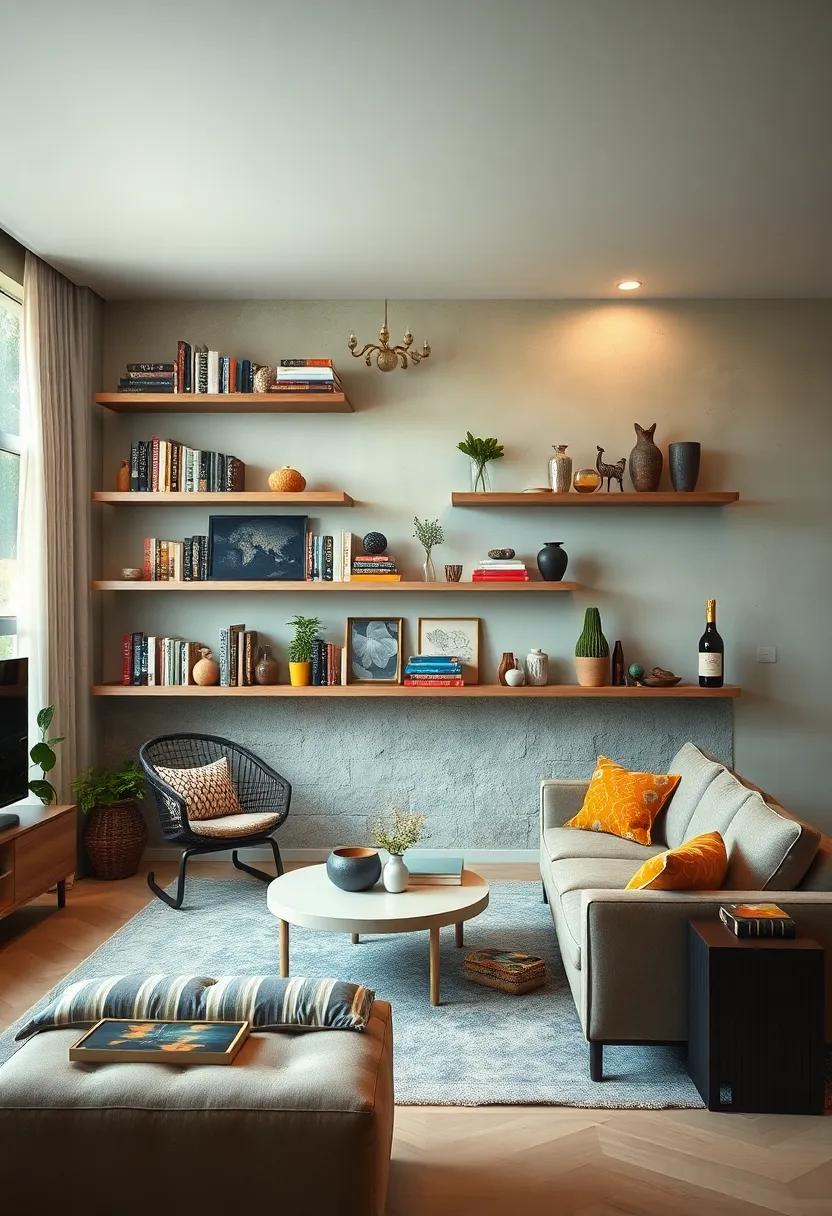 Floating Shelves: Use floating shelves to display a mix of old books with contemporary decorative items, creating a visually interesting blend