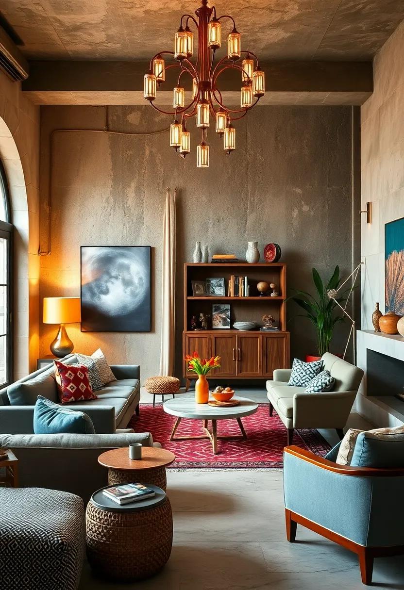 Statement Lighting: Choose an eye-catching chandelier or a quirky table lamp that fuses contemporary design with retro charm