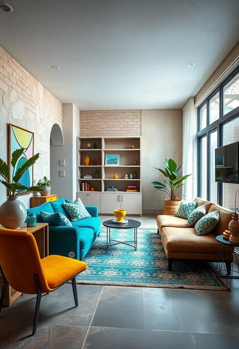 Bold Color combos: Experiment with unexpected color pairings, like turquoise and mustard, to energize your space and reflect your personality