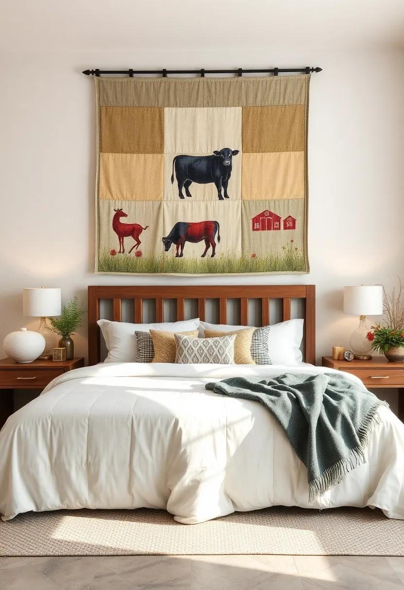 Quilted Wall ⁣Hangings: Incorporate quilted fabric wall art with farm-inspired patterns for ​a ‌cozy and ‌inviting ‍atmosphere