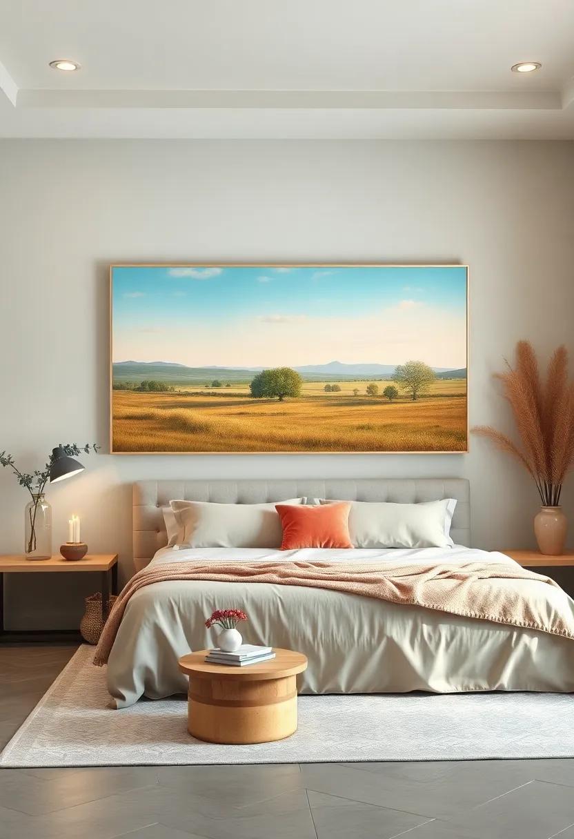 Soft Pastel Landscapes: Choose serene landscape‍ paintings ⁤in⁢ soft ⁣pastel hues to evoke a ​peaceful countryside feel