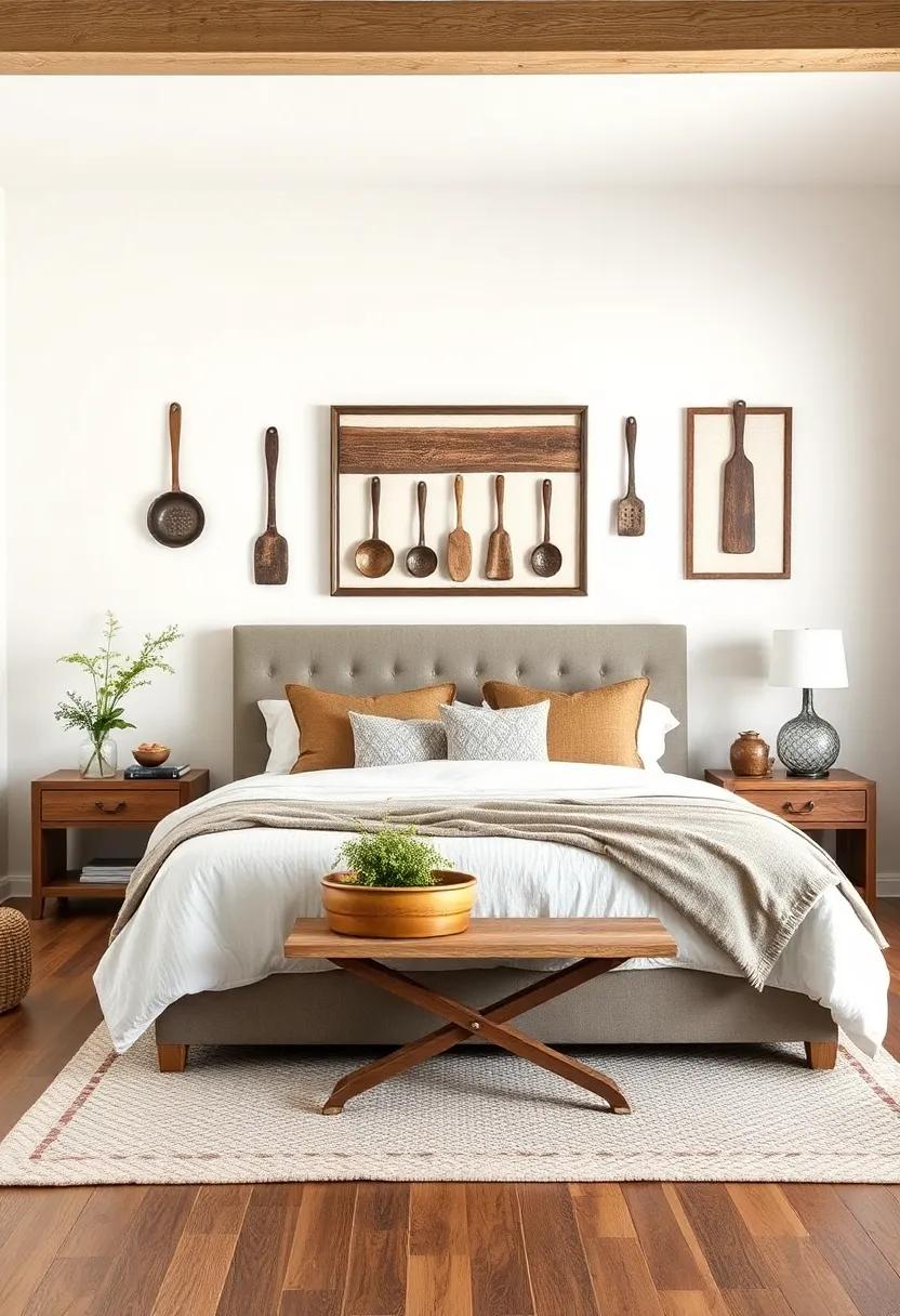 vintage⁤ Kitchenware Displays: Frame ‍old​ kitchen ⁤tools,like ⁣rolling pins or colanders,to infuse country charm ​into your bedroom