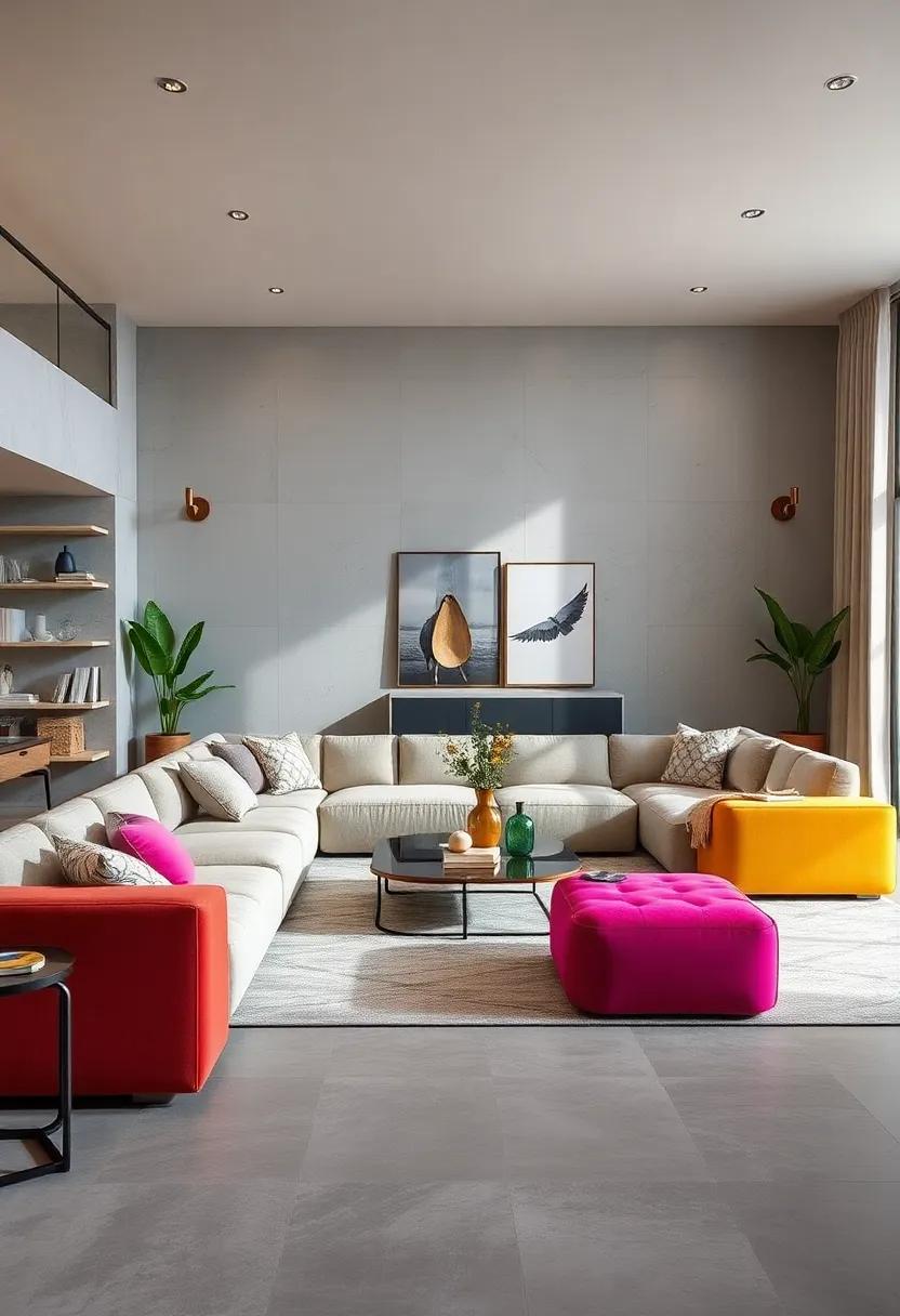 Cube Ottomans: Utilize vibrant ‌cube ottomans for additional seating, storage,⁤ or as colorful accent pieces to elevate‍ your ⁢living​ room’s design