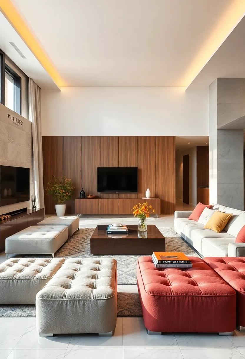 Storage⁢ Ottomans: Choose ⁣stylish ottomans that provide both seating and⁣ hidden storage, adding versatility ⁢and elegance to your living‍ room