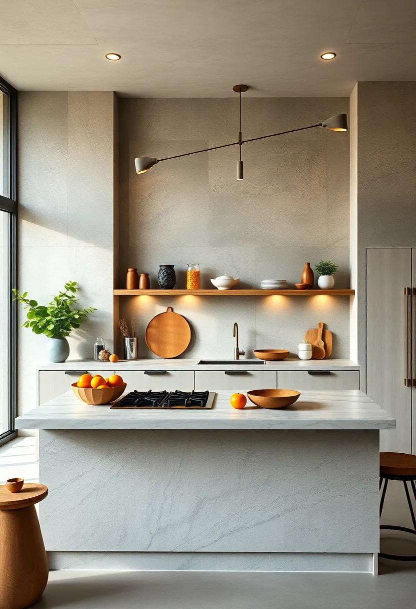 Create an inviting ‍space with a kitchen island‌ that ​mixes⁢ open ⁢shelving ⁤and ‍a‍ built-in stove, allowing for stylish ⁢storage while ⁤showcasing your culinary tools