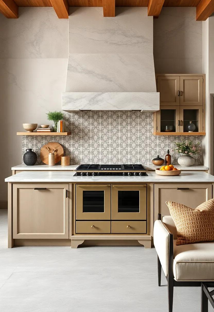 Design an elegant kitchen island that ⁣showcases a ⁤classic range ‌stove,adorned ‌with ‍intricate ⁤tile work‍ to create ⁢an eye-catching culinary centerpiece